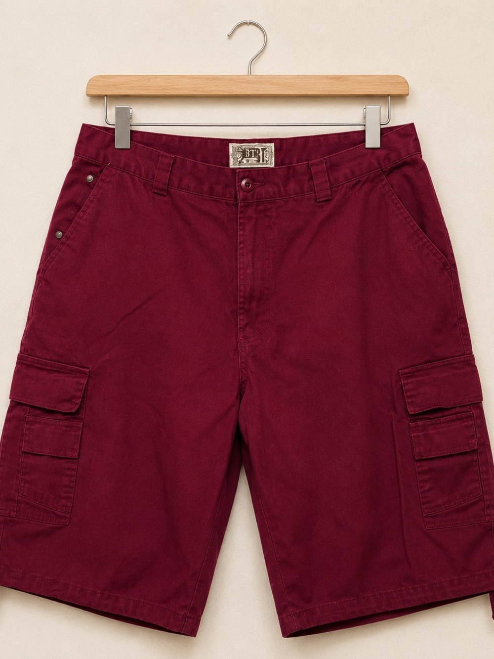 BTL Men’s Cargo Shorts Size 38 Burgundy Maroon Baggy Y2K